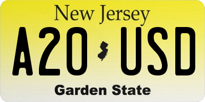 NJ license plate A20USD