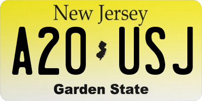 NJ license plate A20USJ