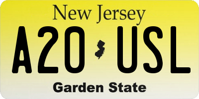 NJ license plate A20USL