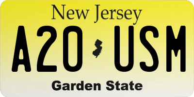 NJ license plate A20USM