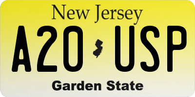 NJ license plate A20USP