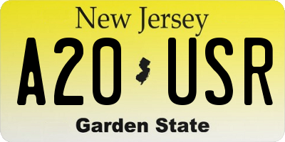 NJ license plate A20USR