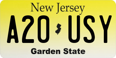 NJ license plate A20USY