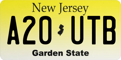 NJ license plate A20UTB
