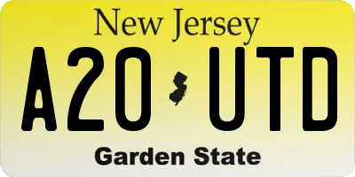 NJ license plate A20UTD