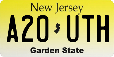 NJ license plate A20UTH