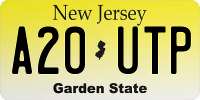 NJ license plate A20UTP