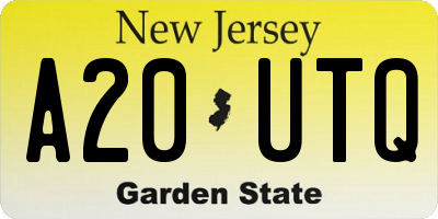 NJ license plate A20UTQ