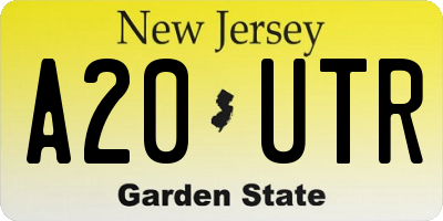 NJ license plate A20UTR