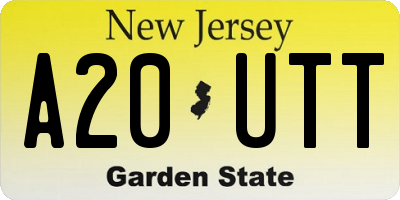 NJ license plate A20UTT