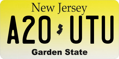 NJ license plate A20UTU