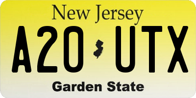 NJ license plate A20UTX