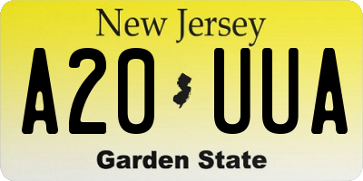 NJ license plate A20UUA