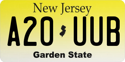NJ license plate A20UUB