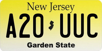 NJ license plate A20UUC