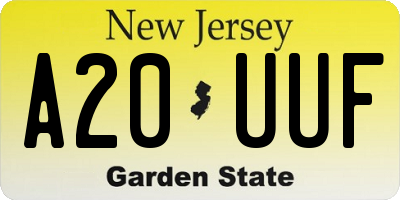 NJ license plate A20UUF