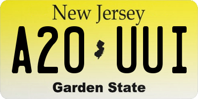 NJ license plate A20UUI