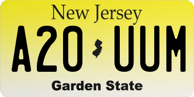 NJ license plate A20UUM