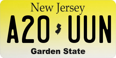 NJ license plate A20UUN