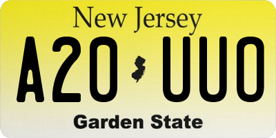 NJ license plate A20UUO