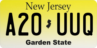 NJ license plate A20UUQ