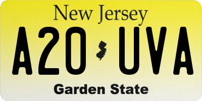 NJ license plate A20UVA