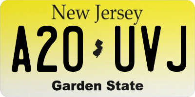 NJ license plate A20UVJ
