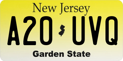 NJ license plate A20UVQ