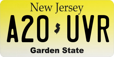 NJ license plate A20UVR