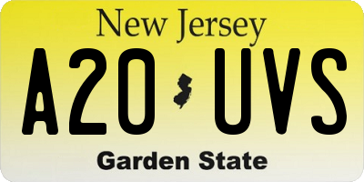 NJ license plate A20UVS