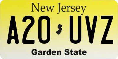 NJ license plate A20UVZ
