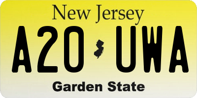 NJ license plate A20UWA