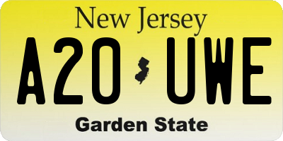 NJ license plate A20UWE