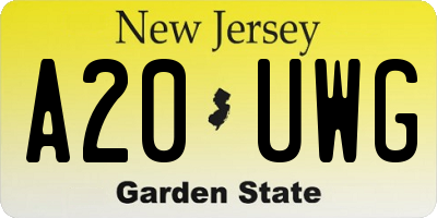NJ license plate A20UWG