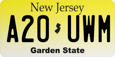 NJ license plate A20UWM