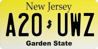 NJ license plate A20UWZ