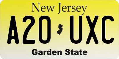NJ license plate A20UXC