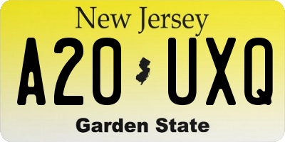 NJ license plate A20UXQ