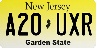 NJ license plate A20UXR