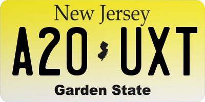 NJ license plate A20UXT