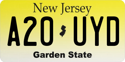 NJ license plate A20UYD
