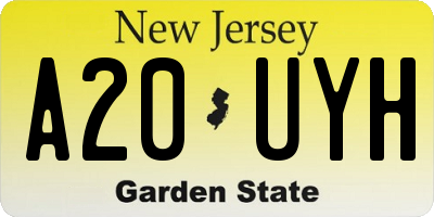 NJ license plate A20UYH