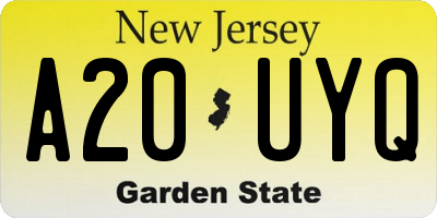 NJ license plate A20UYQ
