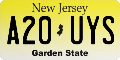 NJ license plate A20UYS