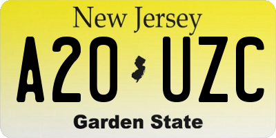 NJ license plate A20UZC