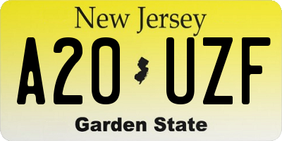 NJ license plate A20UZF