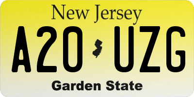NJ license plate A20UZG
