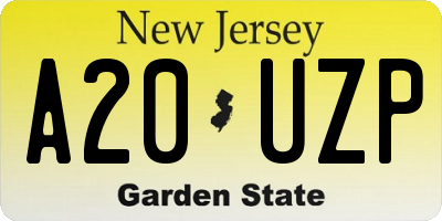 NJ license plate A20UZP