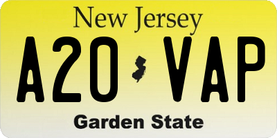NJ license plate A20VAP
