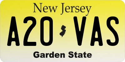 NJ license plate A20VAS